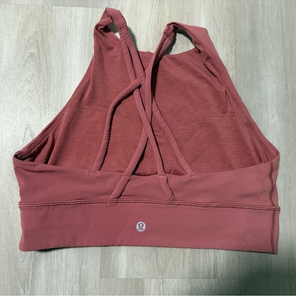 Lululemon Energy Bra High Neck Long Line Ribbed Sunset Size 10 - Picture 4 of 5